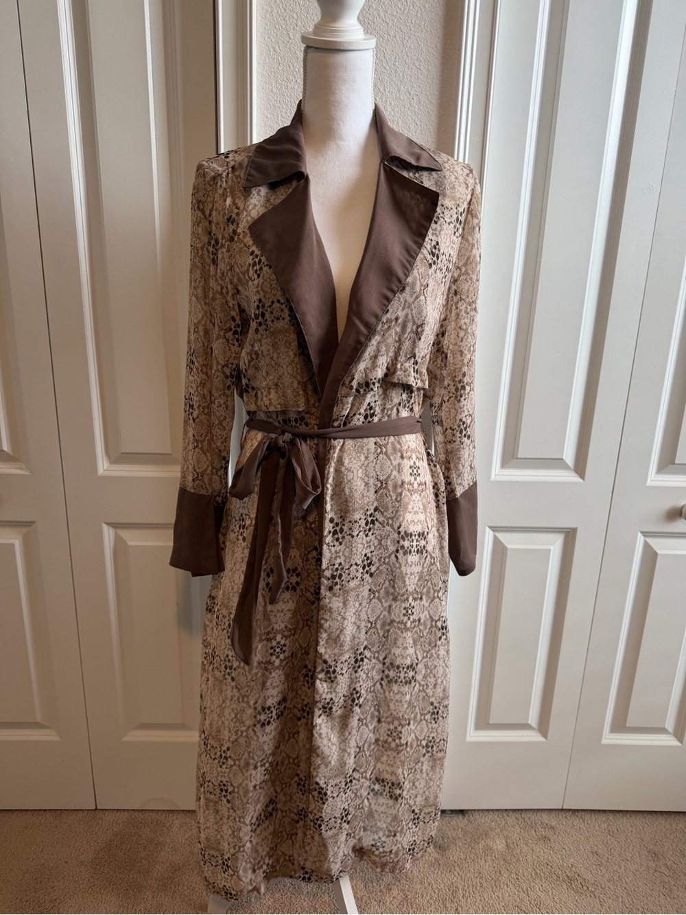 Mystree NWT Snakeskin Print Long Duster Belted Sheer Y2K Women’s M